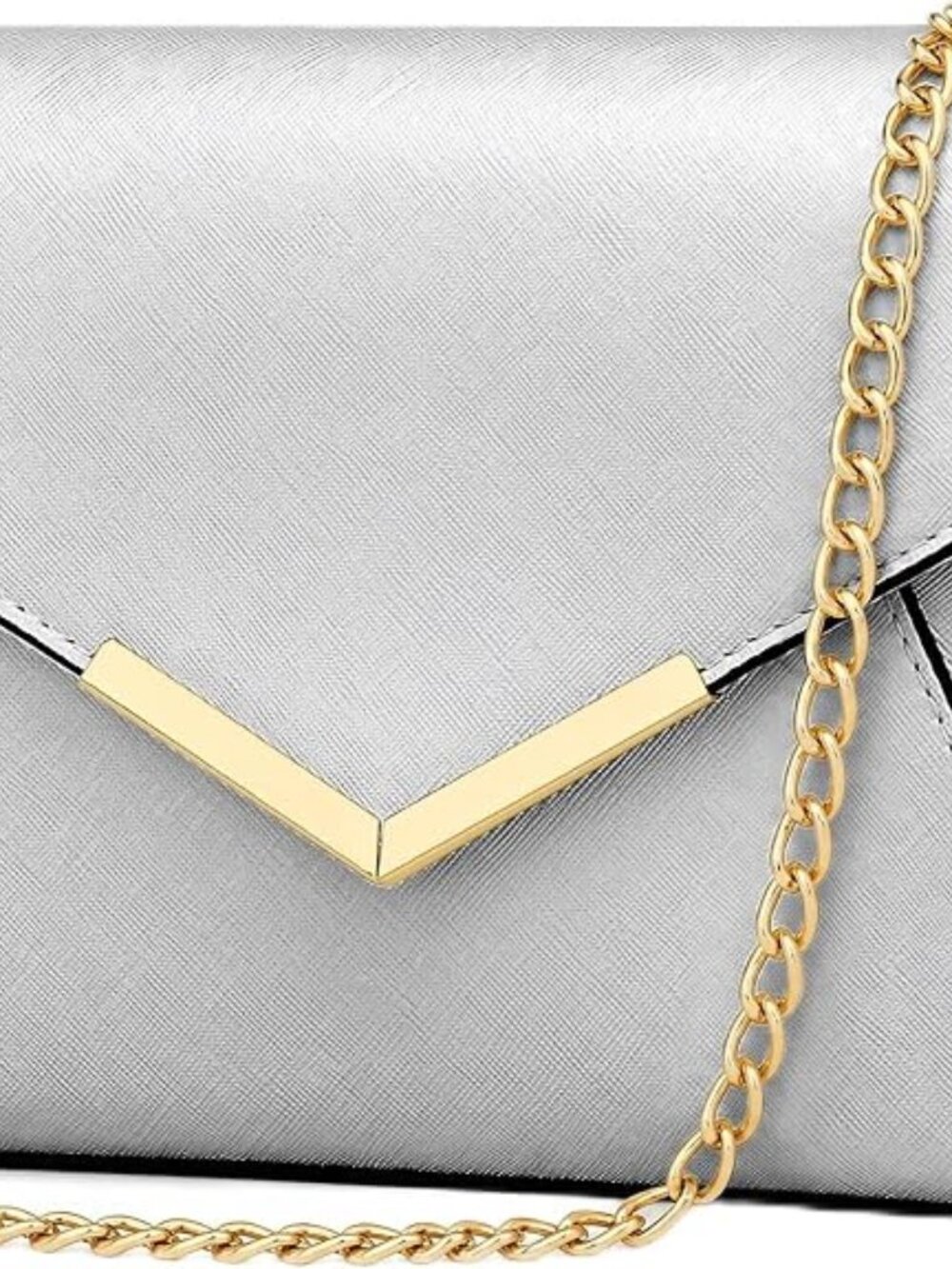 〽️women silver Envelope Detachable Metal Chain Cross body Shoulder Bag